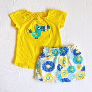 pekkle tropical summer top & skort matching outfit set 12 months baby girl